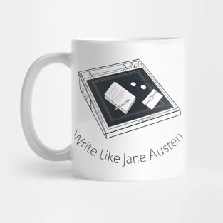 Jane Austen Writing Desk Black and White Sketch Mug